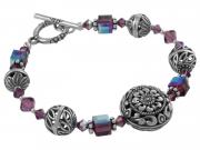 Amethyst & Bali Silver Bracelet