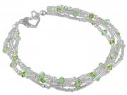 Peridot & Silver Triple Strand Bracelet