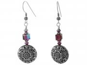 Amethyst & Bali Silver Earrings