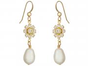 Crystal Flower & Pearl Earrings