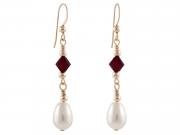 Siam & Pearl Drop Earrings