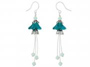 Teal Trumpet Flower Earrings