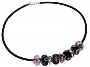 Black and Pink Pandora Style Necklace